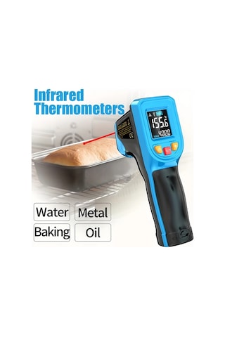 Boatshop1 C400a Yüksek Hassasiyetli Kızılötesi Termometre Endüstriyel Mutfak Fırın Yağ Ve Su Sıcaklık Ölçer