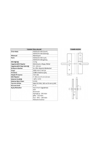 Kale Kd050/50-300 Kale Parmak İzli Ve Elektronik Şifreli Akıllı Kilit