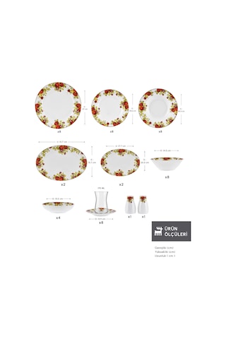 Karaca Elegance Bone Montebello 60 Parça 8 Kişilik Yemek Takımı Ve Kahvaltı Seti Renkli