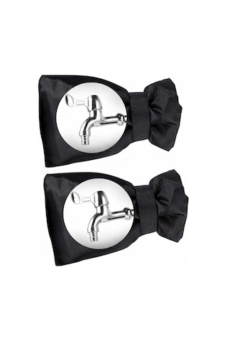 Vkemall Sıcaklık Koruyucu Musluk Koruması - Oxford Kumaş Dışarıdaki Su Boruları İçin Donma Engeli, Siyah 14x19cm, 2 Adet Paket