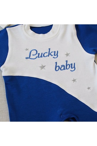 Candar Lucky Baby Es Çizgi Boy Nakışlı Şapkalı Erkek Bebek Tulumu 0-3 Ve 3-6 Ay Lacivert