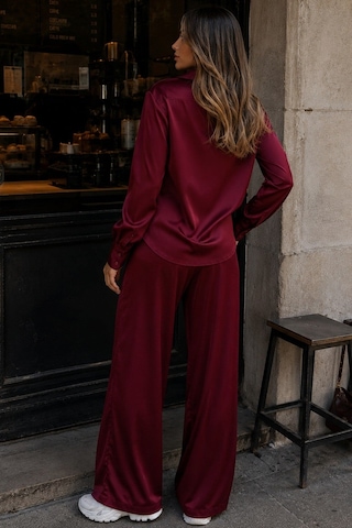 Madmext Bordo Saten Gömlek Pantolon Takım Mg2745