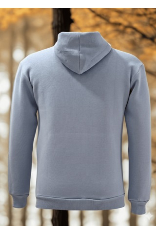 Feydi Unisex İçi Polarlı Kapüşonlu Sweatshirt Cherries Baskılı Açık Mavi