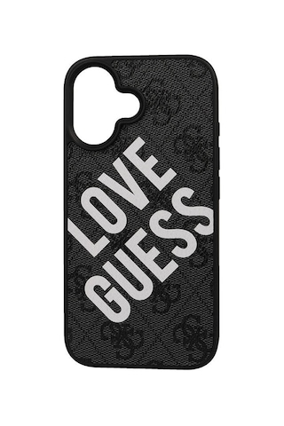 Apple iPhone 16 Uyumlu Kılıf Guess Lisanslı 4g Desenli Big Love Kapak Siyah