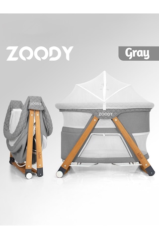 Kiwi Zoody Ligna Anne Yanı Bebek Beşiği - Gri Antrasit