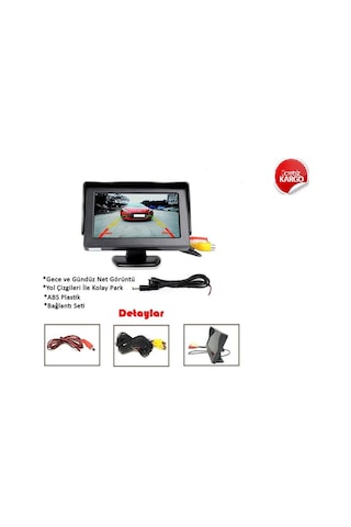 Kameralı Park Sensörü Geniş Ekran 4.3" Düz Ekran