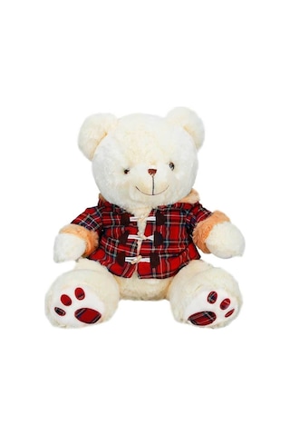 1510 Ekose Elbiseli Peluş Ayı 45 Cm -sunman