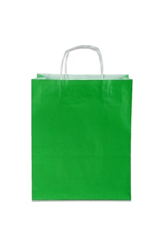 Kraft Yeşil Çanta 25X12X31 25 Adet (Kağıt Poşet Çanta