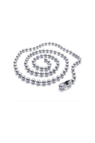 3mm Paslanmaz Çelik Top Boncuk Kolye Zincir 90 Cm Uzun Askeri Unisex Tasarım Gümüş