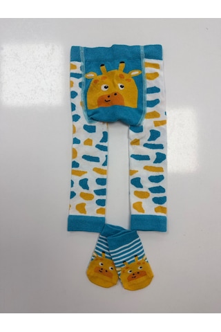 Bebek Pijama Tayt Çorap Açık Mavi - Beyaz