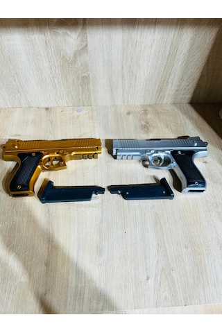 Boncuklu Altın Ve Gümüş Renk Boncuk Atan Silah 2 Adet + 2 Adet 9 Cm Hedef + 21 Paket Boncuk Karışık