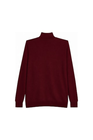 Tudors Slim Fit Tam Boğazlı Yaka Düz Yün Bordo Erkek Triko Kazak-39416 Bordo