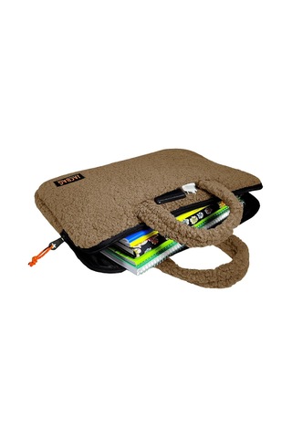 Jacbag Teddy Peluş Bej/turuncu Kız Çocuk Notebook Laptop Ve Evrak Çantası Çok Renkli