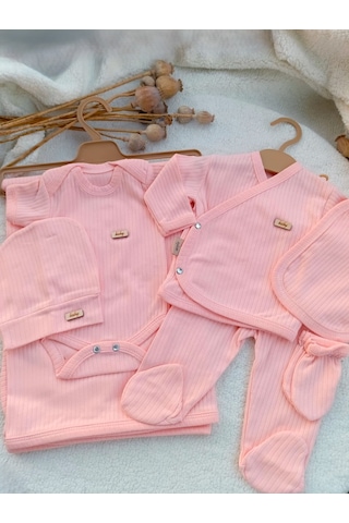 Bilge Trend Kız Bebek Pembe Natural 7 Parça Hastane Çıkışı Zıbın Seti Pambe