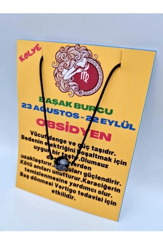 Sertifikalı Başak Burcu Obsidyen Taşı Doğal Taş Kolye Çok REnkli