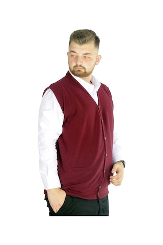 Mode Xl Büyük Beden Erkek Yelek Selanik 20545 Bordo 001