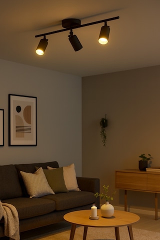 Spoti 3'lü Siyah Renk Gün Işığı Modern Tasarım Salon - Mutfak - Banyo Spot Ledli Sıralı Avize Siyah