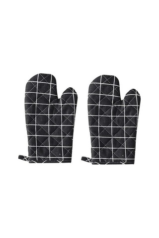 Ulzyvf 2'li Fırın Eldiveni - 200 C'ye Kadar Isıya Dayanıklı, Kaymaz Tutuşlu Siyah Mutfak Eldiveni Siyah, Küçük Boy Eldiven Siyah