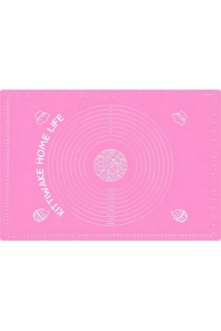Pembe Silikon Hamur Açma Matı 45x65 Cm Ölçülü Kaymaz Yapışmaz Profesyonel Yoğurma Matı