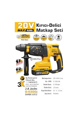 Sgs Plus SGS5521 - 20 Volt 4 Amper 2.8 Joules 0-5300 BPM Akülü Darbeli Kırıcı Delici Seti