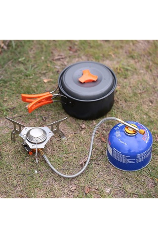 Ximistore9 Kamp Ve Bisiklet Turları İçin 3000w Güçlü Mini Ve Bölümlü Gaz Sobası + Adaptör Seti Gaz Kartuşu Dahil Değil Çok Renkli