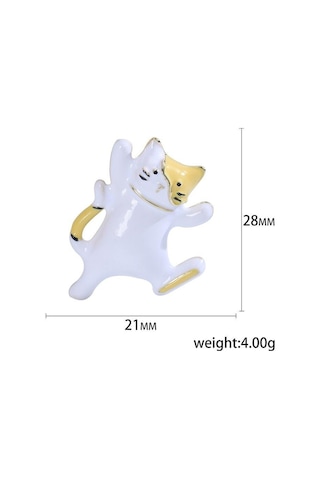 Gri Blucome Güzel Yağ Dans Beyaz Kedi Broş Emaye Alaşım Takı Omuz Kazak Şapka Aksesuarları Kadın Kızlar İçin