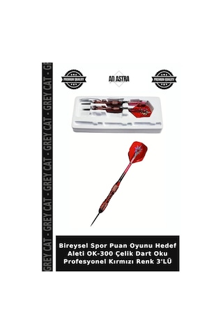 Bireysel Spor Puan Oyunu Hedef Aleti Ok-300 Çelik Dart Oku Profesyonel Kırmızı Renk 3'lü