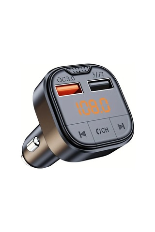 Honeybeeshop 1 Adet Standart Araba Kablosuz Oynatıcı Eller Serbest Telefon Fm Verici Ses Alıcısı Araba Şarj Cihazı