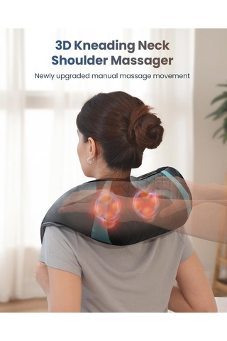 Comfıer Boyun Ağrısı İçin Kablosuz Boyun Masaj Aleti, Isı İle Shiatsu Omuz Masaj Aleti, 3d Yoğurma Derin Doku Sırt Masaj Aleti, Yastık, Şarj Edilebilir Ve Taşınabilir, Doğum Günü Hediyeleri