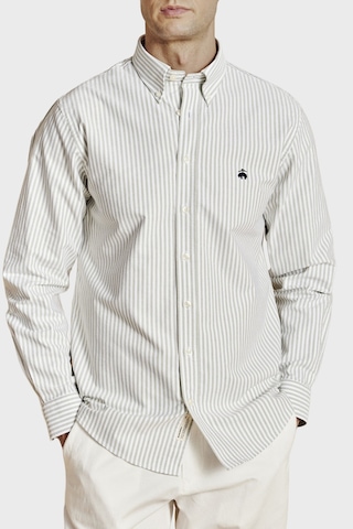 Brooks Brothers Düğmeli Yaka Regular Fit %100 Pamuk Oxford Çizgili Gömlek Erkek Gömlek Bbss26msh021166 Yeşil-beyaz
