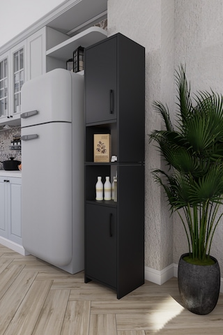 Fella 6 Raflı Çok Amaçlı Dekoratif Mutfak Dolabı Antrasit Antrasit