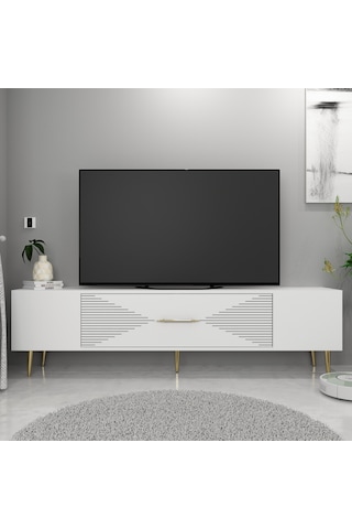 Dekol1ct Tv Sehpası Beyaz-altın