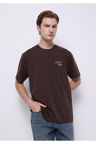 Colin's Colins Comfort Fit Yuvarlak Yaka Düz Erkek Kahverengi Kısa Kol Tişört Cl1075387 Q1.v1 Brw