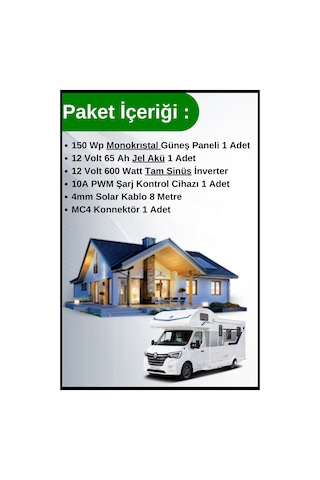 Bağ Evi Karavan Tv+Aydınlatma Solar Paket 1,2kwp