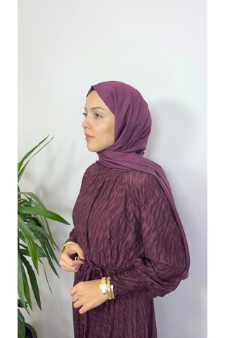 My312 Bordo Renk Jakarlı Pilise Elbise Çok Renkli