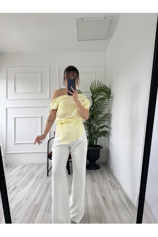 Keymoda Kadın Toka Detaylı Cape Bluz Sarı