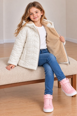 Dublino Kids Kız Çocuk Kapüşonlu Su Ve Rüzgar Geçirmez Nakışlı Mont Ekru