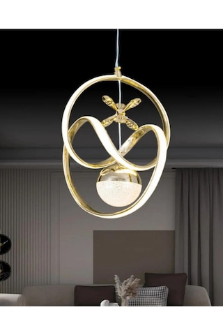 Tek Toplu Modern Gold Kaplama Sarkıt Led Avize Salon Avize 3 Renk Ledli Gold
