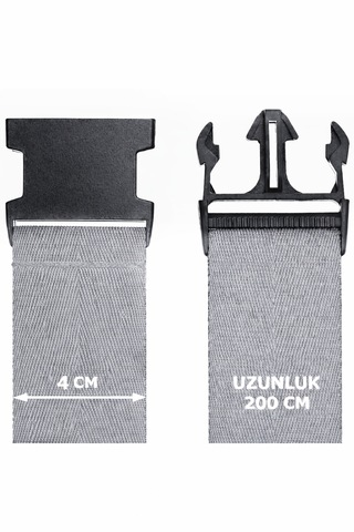 Valiz Kemeri Siyah Ekstra Emniyet Kilitli Tokalı Ayarlanabilir Bavul Kemeri 2 Adet X 200cm Açık Gri