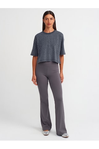 Dilvin Taş Baskılı Oversize T-shirt Antrasit