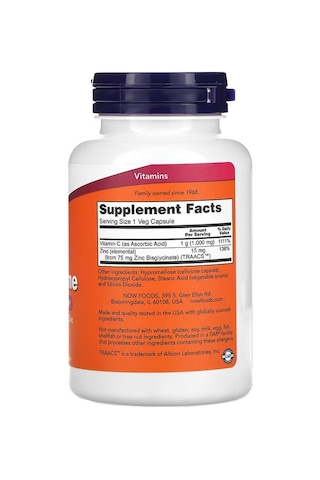 Now Foods C-1000 Vitamin & Zinc Immune Support Antioxidant Protec