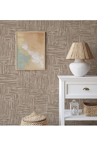 Adawall Muse Koleksiyonu- 25101-4 Koyu Bej Dokulu Silinebilir Nonwoven Vinil Duvar Kağıdı 1.06x15.6m - 16.5m²