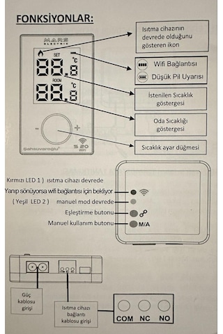 S20 Mobile Digital Wifi Beyaz Oda Termostat