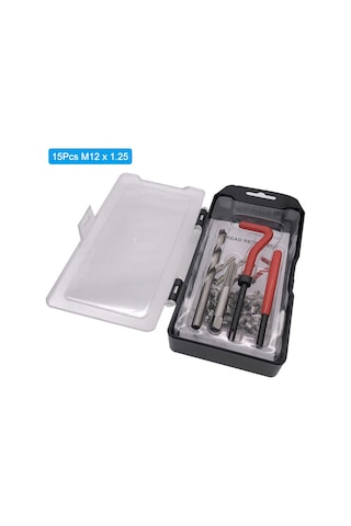 Yuntech01 M12 X 1.25 Çelik Vida İri Tamir Seti 15 Parça - Otomobil Ve Motor Tamiri İçin Plasti Kutu İle