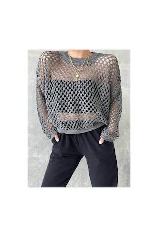 Rouge Basic Simli Ajurlu Triko Gri