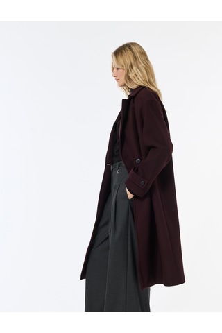 Koton Oversize Kaban Kaşe Uzun Kollu Cepli Düğmeli Kruvaze Bordo 6wak00099ew Bordo