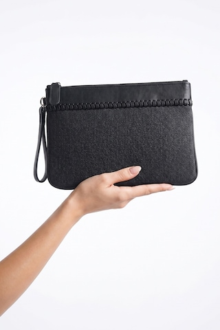 Zenıx Siyah Desenli Kadın Clutch Çanta