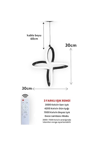 Renkoled Aydınlatma Kumandalı 3 Renk Işıklı Modern Sarkıt Led Avize Gümüş Kasa Gümüş