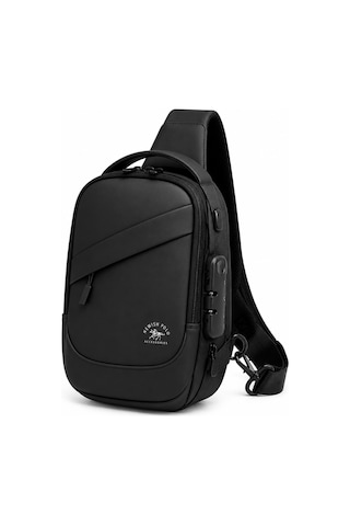 Newish Polo Erkek Siyah Usb Çıkışlı Çapraz Askılı Omuz Ve Bel Çantası - New422