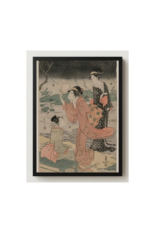 Ukiyo-e Eishi Ateşböceği Kovalayan Kadınlar Çerçevesiz Poster 21x30 Cm A4 Japon Sanatı Ukiyo-e Tablo